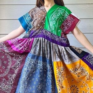 Handmade Bandana Dress SKU 10173 V neck Quilted